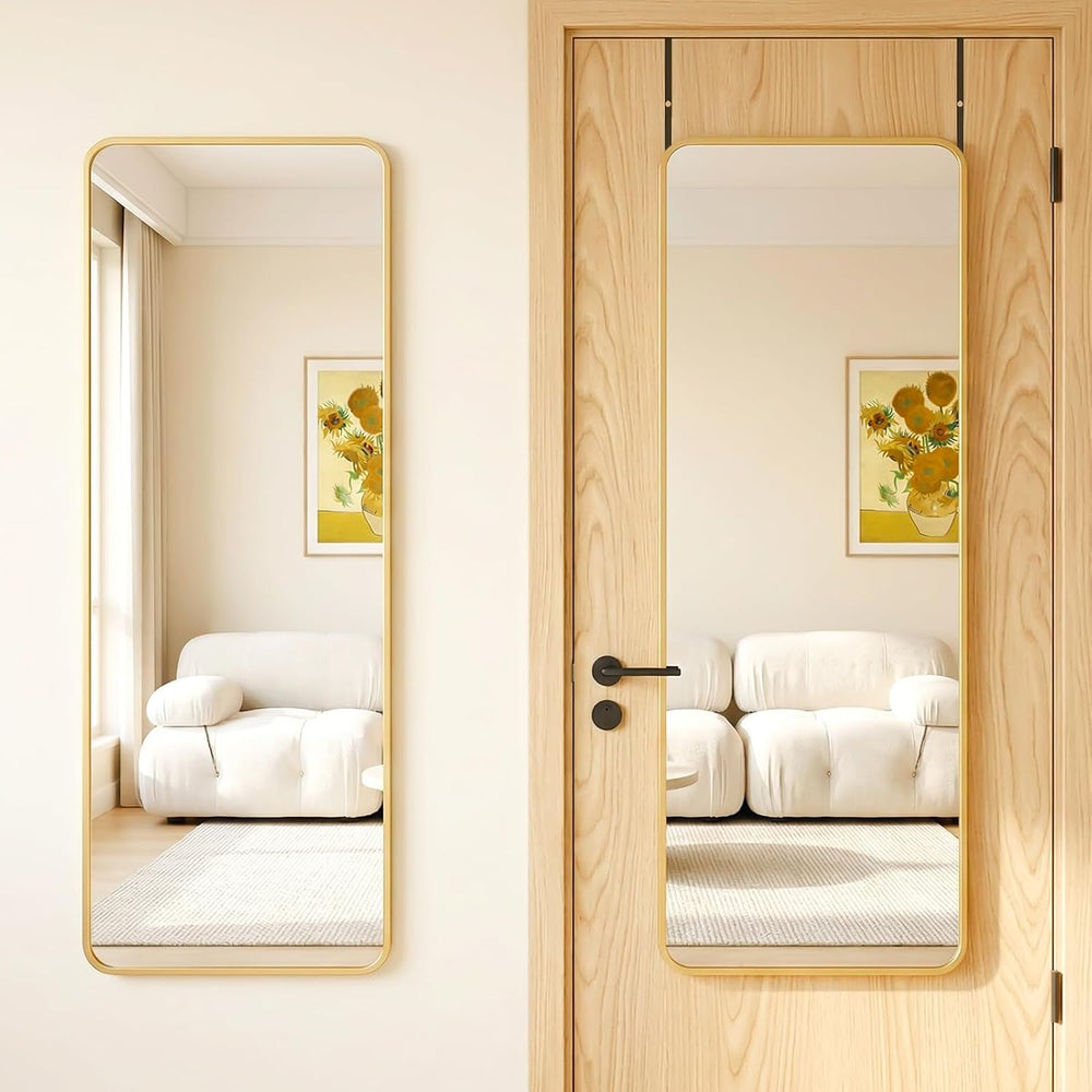 Antok 58"x20" Over the Door Full Length Mirror, Hang or Floor Stand...