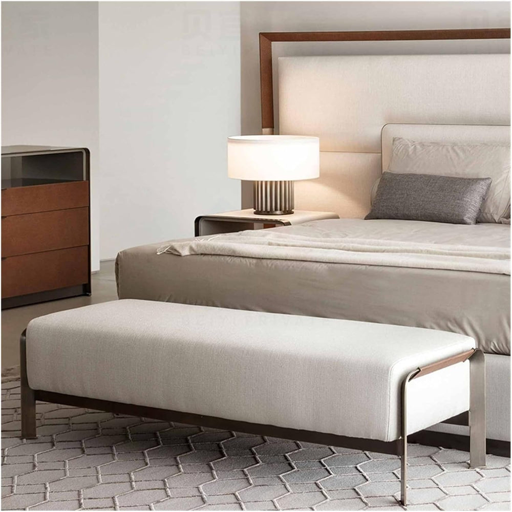 Modern End of Bed Bench with Metal Legs, Upholstered Entryway for Living Room...