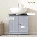 HOMCOM Under Sink Bathroom Cabinet with 2 Doors and Shelf, Pedestal Sink Bathroom Vanity Cabinet, Gray