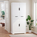 72" Kitchen Pantry Cabinet with 6 Door Shelves & 3 Keyboard Drawers, Freestanding Storage Cabinet with Adjustable Spice Racks, Large Capacity Cupboard for Dining Room
