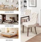 Velvet Dining Chairs Set of 4, Upholstered Dining Room Chairs with Nailhead Trim, Sillas de Comedor Modernas 4, Wooden Kitchen Chairs for Dining Room, Living Room, Kitchen, Bedroom, Beige