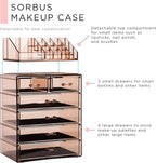 Sorbus Acrylic Makeup Organizer Set, 6-Drawer Vanity & Countertop Cosmetic Storage with Small & Wide Compartments, Bronze Glow Makeup Storage for Brushes, Jewelry – Holiday Gift for Women & Teens