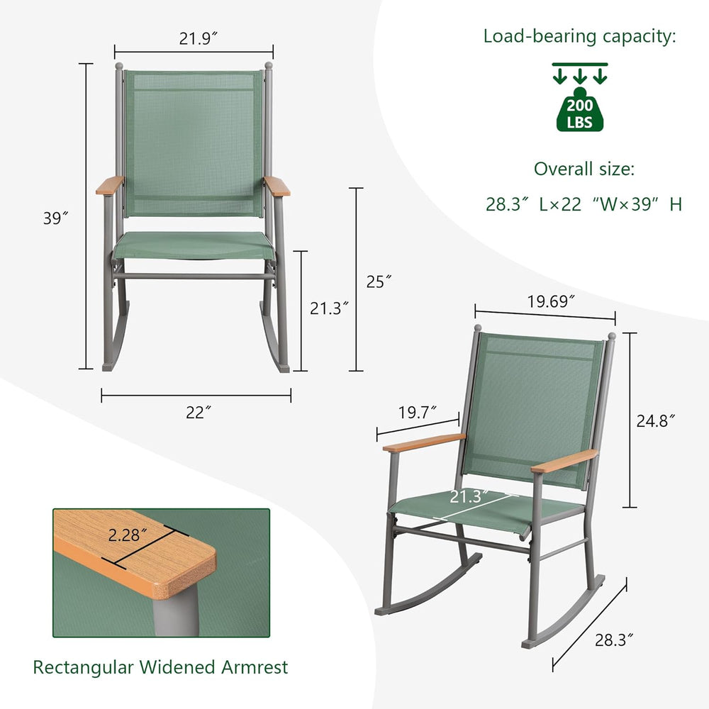 Shintenchi 2 Pcs Outdoor Rocking Chairs Set,Upgraded High Back Patio Rocking ...