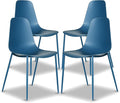 Poly & BARK Isla Modern Kitchen Chairs Set of 4 - Plastic Dining Chair with Metal Legs - Quick Assembly Simple Cafe Chairs Plastic for Indoor or Outdoor - Lago Blue