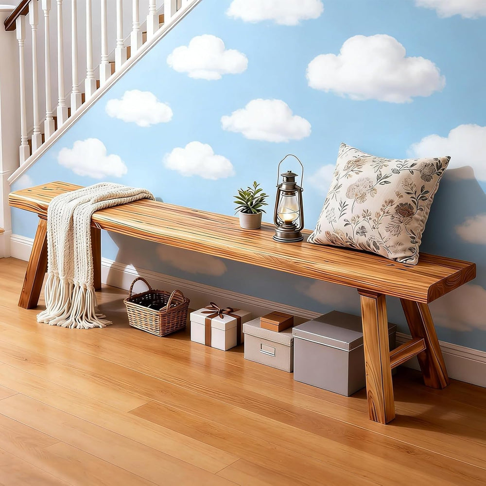 Reclaimed Elm Rustic Entry Way Benches Seat-Farmhouse Indoor Solid Wooden Noo...