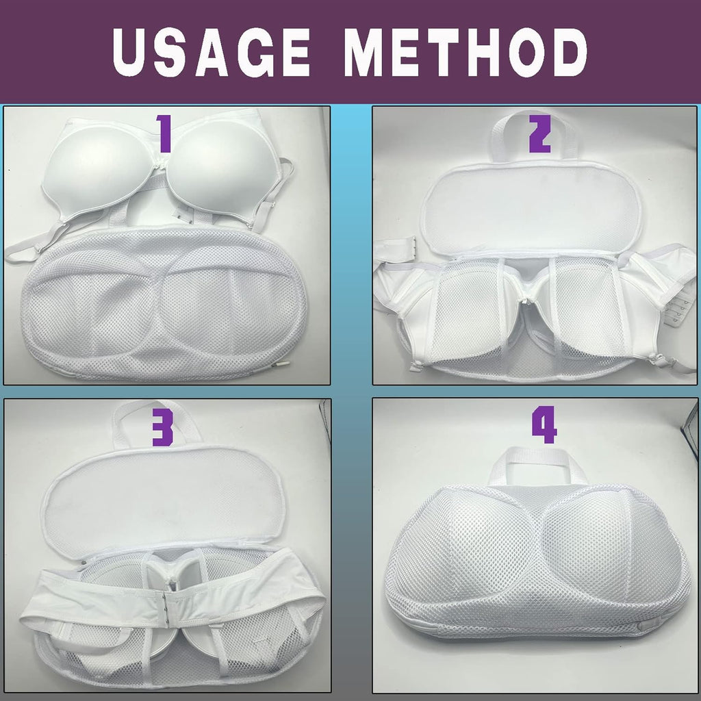 Large Bra Laundry Bags for Washing Machine, Fits All Cups Anti Deformation Bra Washing Bag, Lingerie Bags for Washing Delicates (2 Pack White)