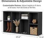YESHOMY Modern TV Stand for Televisions up to 55 Inch, Mid Century Entertainment Center with 8 Open Shelves for 32/43/50/55 Inchs TVs, Media Console with Adjustable Shelves for Living Room, Black