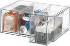 ELLDOO 3 Drawers Tea Bag Organizer Box, Clear Acrylic Stackable Tea Bag Storage Holder for Kitchen Pantry, Coffee Pod Snack Storage for Countertop Cabinet