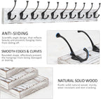 IBosins 34'' Coat Rack Wall Mount with 10 Tri-Hooks, Heavy Duty, Vintage White Color Wood Coat Hanger, Rustic Coat Hooks Rail for Entryway Living Room Coat Scarf Bag Towel Hat