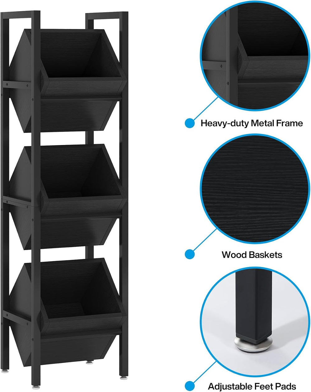 Tribesigns Wine Rack Freestanding Floor, 3 Tier Wooden Wine Storage Stand, Wo...