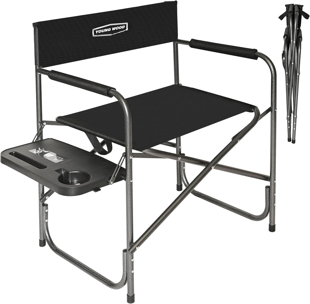 YOUNG WOOD Camping Directors Chair, Lightweight Oversized Portable Folding Ch...