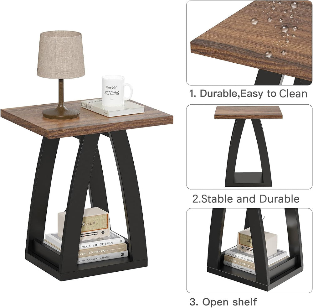 FROMJBEST End Table Set of 2, Side Table, Nightstand, Sofa Side Table with Sh...