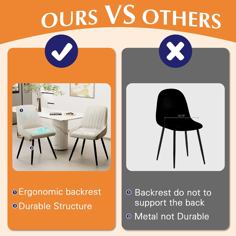 Alunaune Modern Dining Chairs Set of 6, Mid Century Upholstered Kitchen Chair...