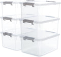 Citylife 6 Packs 17 QT Plastic Storage Bins with Lids Large Stackable Storage Containers for Organizing Clear Storage Box for Garage, Closet, Kitchen