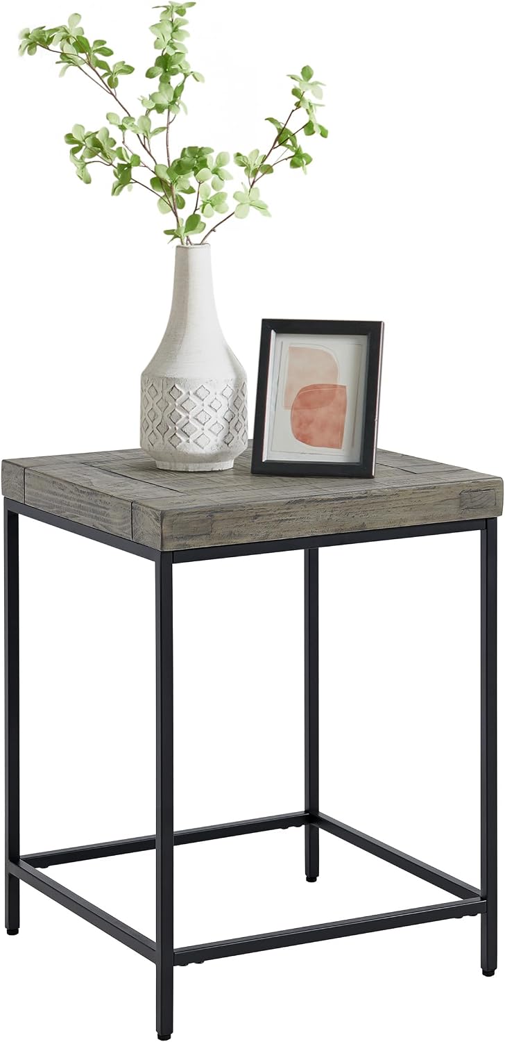 Alaterre Furniture End Table - Industrial Modern Side Table with Wood Top and...