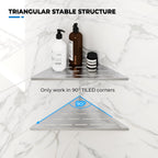 FerdY 2-Pack 10" Brushed Nickel Recessed Corner Shower Shelf, for Tiled Bathroom Walls, 304 Stainless Steel Floating Shelf, Shower Caddy Storage Shelves, No Drilling Required, Striped Triangle