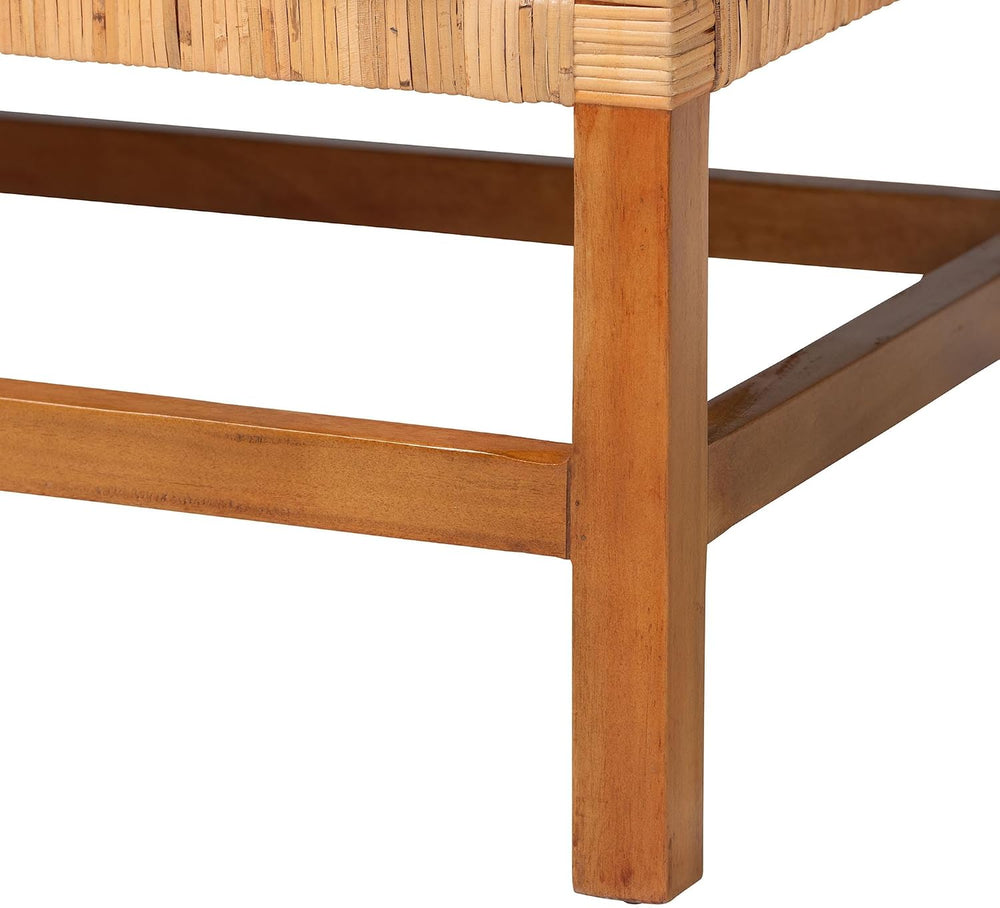 Bali & pari Vivan Natural Rattan Bench | Handwoven Wicker Accent Seating,...