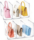 LUGUNU Acrylic Clear Purse Divider Organizer Clear Desk File Sorter Divider Mesh Folder Closet Shelf Storage Office Supplies Stand Holder Bookshelf (2 Pack of 3 Sections)