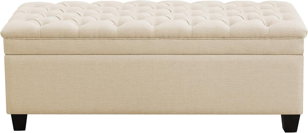 WUTUTUEE 51" Fabric Storage Ottoman Bench, Upholstered Rectangle End of ...
