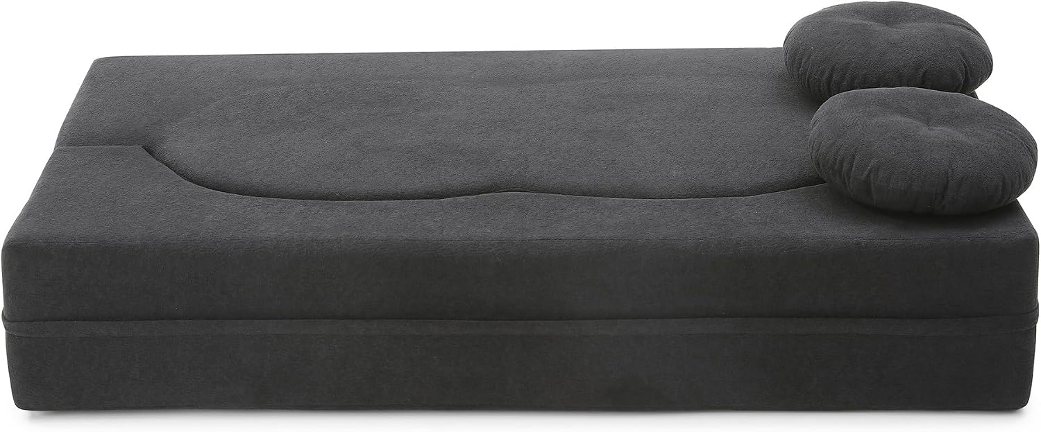 75" Convertible Folding Sofa Bed, 2-in-1 Full Size Floor Boneless Couch Bed, Loveseat sleeper Couch, Memory Foam Floor Sofa Sleeper SofaBed, Small couches for small spaces, No Assembly (Black)