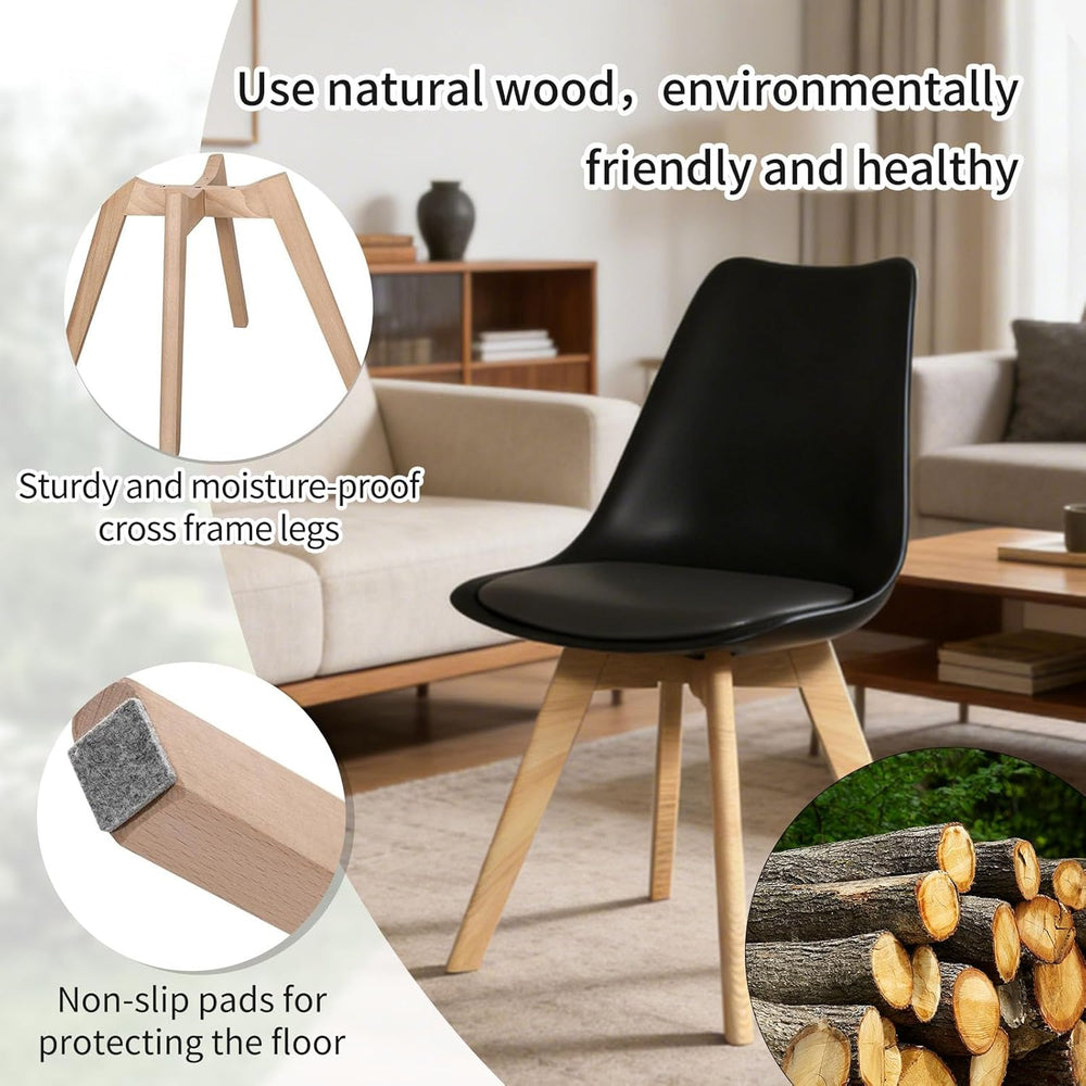 YLGJ&TIDY Modern Dining Chairs Set of 4 PU Leather Upholstered Chairs wit...