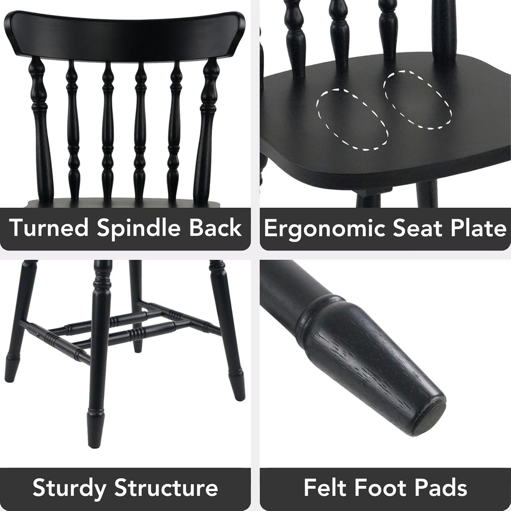 chairus Vintage Black Dining Chairs Set of 6, Farmhouse Windsor Wooden Dining...