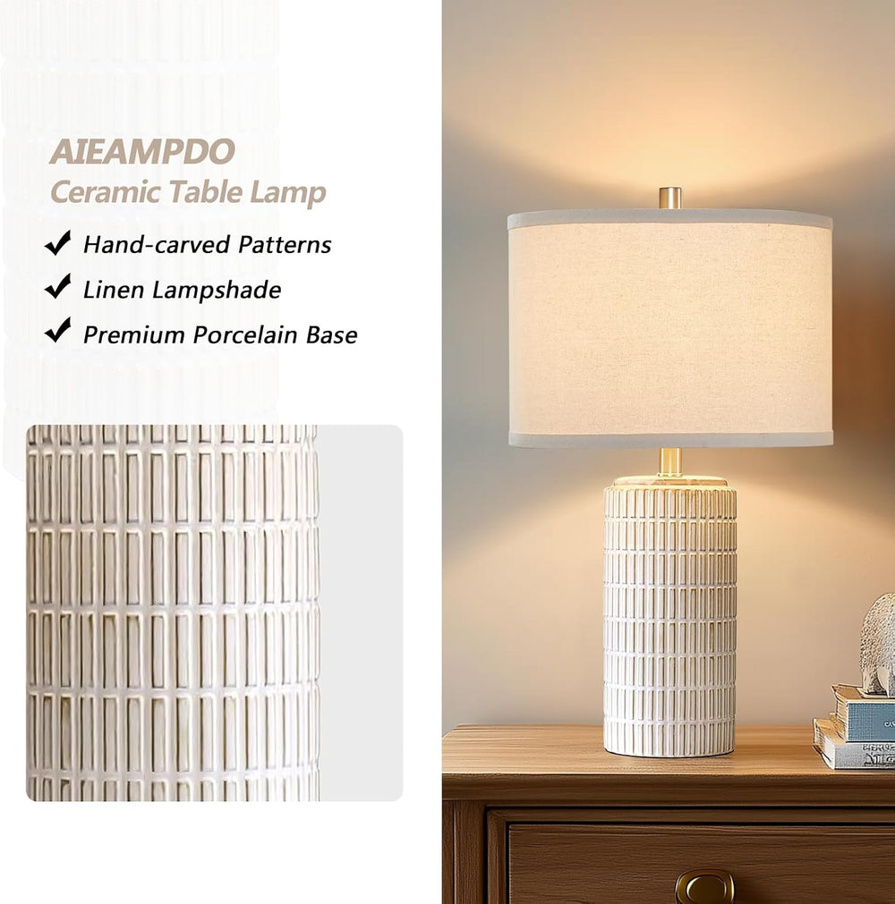 AIEAMPDO 23'' Set of 2 Modern Ceramic Table Lamps for Living Room Bed...