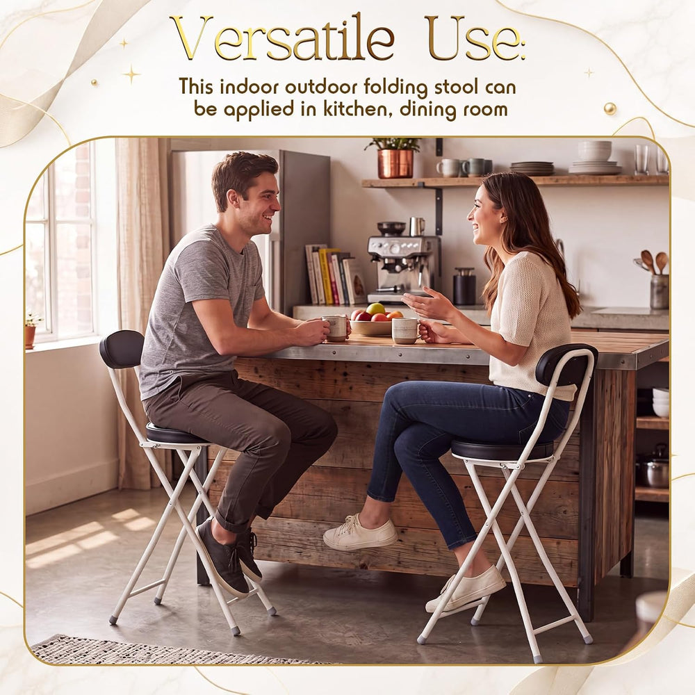 Xuhal 2 Pack Folding Bar Stools with Back 23.6'' Tall Foldable Stool ...
