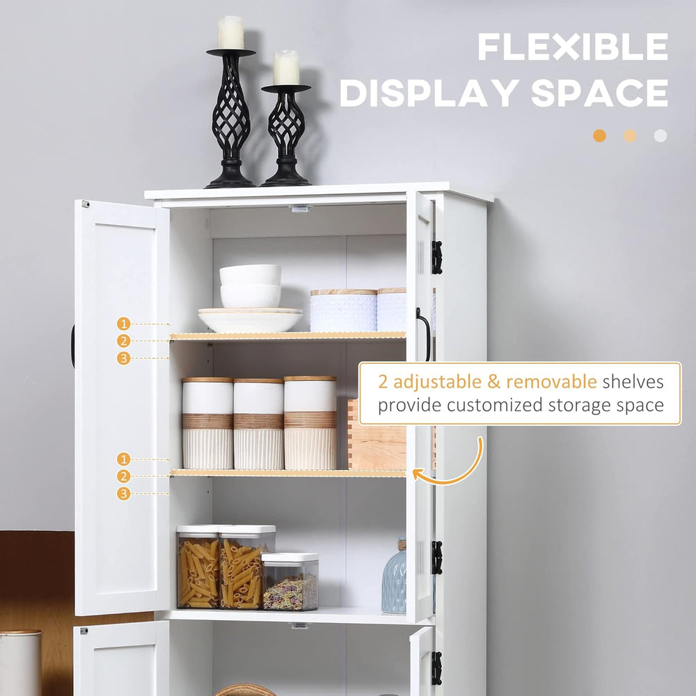 HOMCOM 48.5" Kitchen Pantry Cabinet with 2 Adjustable Shelves and 4 Bead...