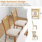 Giantex Wooden Dining Chairs Set of 4, Linen Fabric Upholstered Kitchen Chair w/Rubber Wood Frame, Wide Padded Seat, Curved Cross Back, Farmhouse Side Chairs for Dining Living Room Restaurant