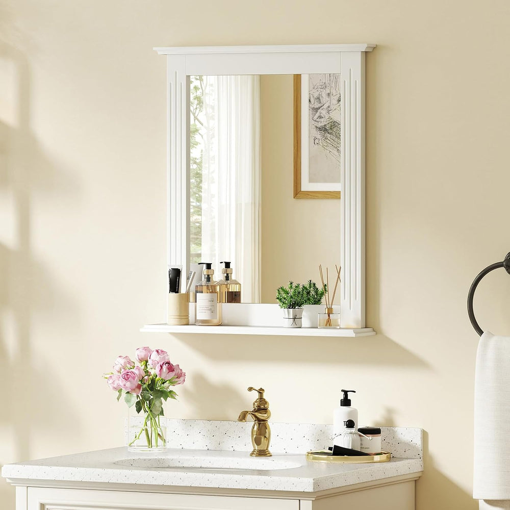 CHARMAID Bathroom Mirror with Shelf - 27" x 22.5" Wall Mirror Over ...