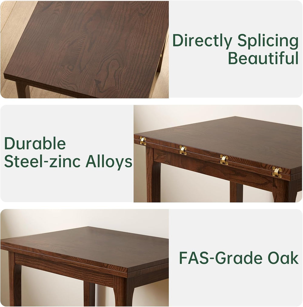 31"-47" Extendable Dining Table Set for 4, Solid Wood Folding Kitch...