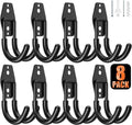 8 Pack 4.7x2.6 inch J Heavy Duty Garage Hooks,Solid Steel Wall Mount Hangers,with Anti-Slip Coating,for Hanging and Organising Ladder,Bike,Ropes,Broom,Garden,Yard and Power Tools