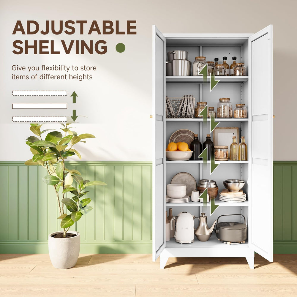 Letaya 75" H Metal Storage Cabinet with 2 Doors and 4 Shelves,Tall Kitch...