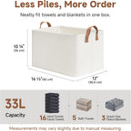 StorageWorks Storage Bins, Fabric Storage Bins for Shelves, Large Storage Baskets with Metal Frame, Closet Baskets and Bins with Handles, Beige, 2-Pack