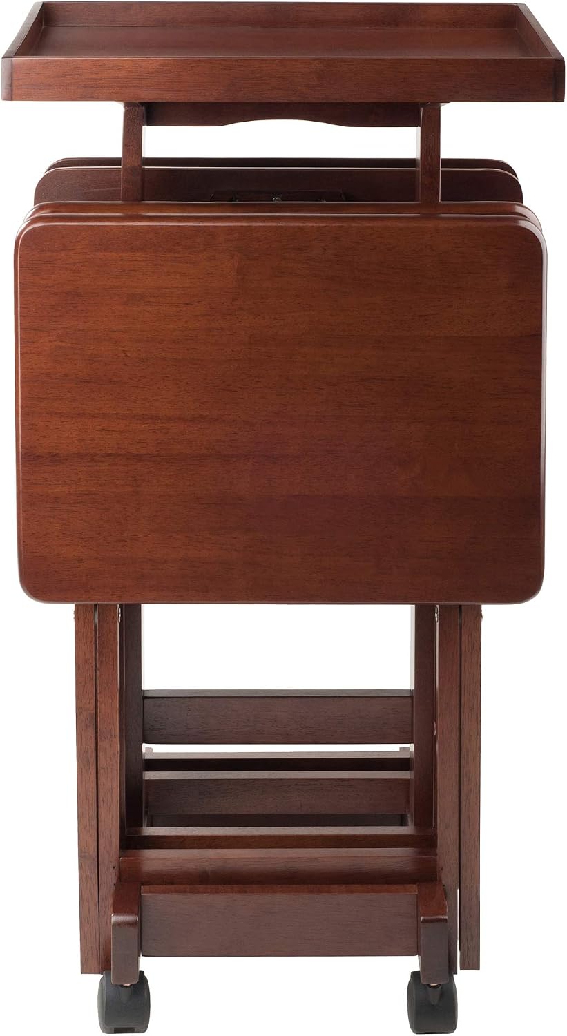 Winsome 6-Piece Snack Table, Walnut (94828) | Easy to Store Portable Fold Up ...