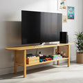 Tiita TV Stand with Storage for TVs up to 65'', Bamboo TV Console Entertainment Center with 2 Open Shelf, Mid Century Modern Media Console for Living Room, Bedroom, Wood