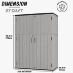Outdoor Storage Shed Waterproof,Resin Storage Sheds Outdoor with Floor,Outdoor Storage Cabinet for Garage Storage, Pool Storage, Bike, Garden (57Cu.ft)