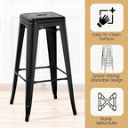 Yaheetech 30 Inch Metal Bar Stools Set of 4, Bar Height Backless Bartools, Industrial Stackable Bar Chairs with Footrest for Kitchen/Dining Room/Bistro/Patio, Black