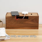 Acacia Wood Cable Management Box, Wooden Cord Hider & Organizer for Power Strip, Electrical Hiding, TV Wires, Desk & Floor Cables - Office Under Desk Cable Storage Box for Wire Storage Organization