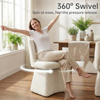 VKNOW Upholstered Swivel Dining Chairs Set of 2, Modern Dining Room Chairs with Open Back, Chenille Fabric Kitchen Chairs for Dining Room, Living Room, Bedroom, Vanity, Beige