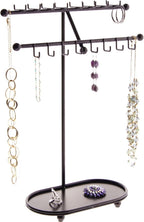Angelynn's Sturdy Extra Long Necklace Holder Organizer Tall Tabletop Pendant Display Stand, Freestanding Large Capacity Jewelry Tree, Sharisa Rubbed Bronze 11 3/4" Wide x 16 1/2" Tall