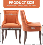 Modern Dining Chairs Set of 6, High Back Dining Chairs Side Chairs with Solid Wood Legs, Upholstered Fabric Dining Room Chairs for Dining Room Kitchen, Orange