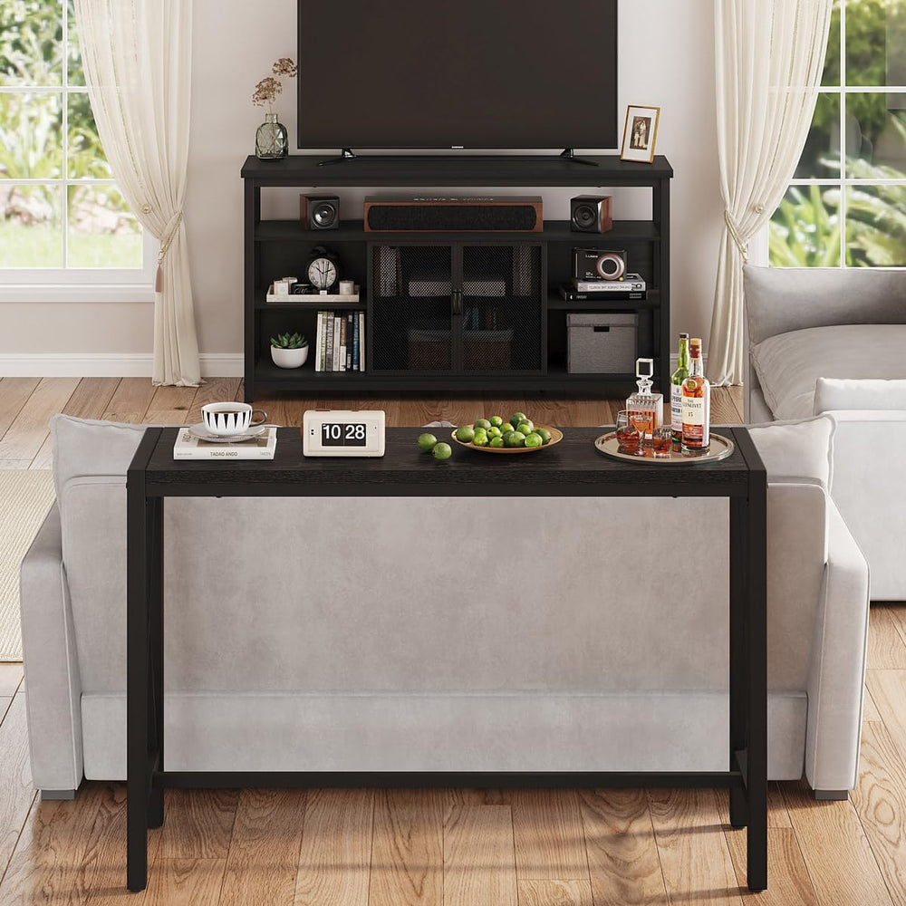BON AUGURE Tall TV Stand for TVs up to 65 Inch, Industrial Wood Entertainment...