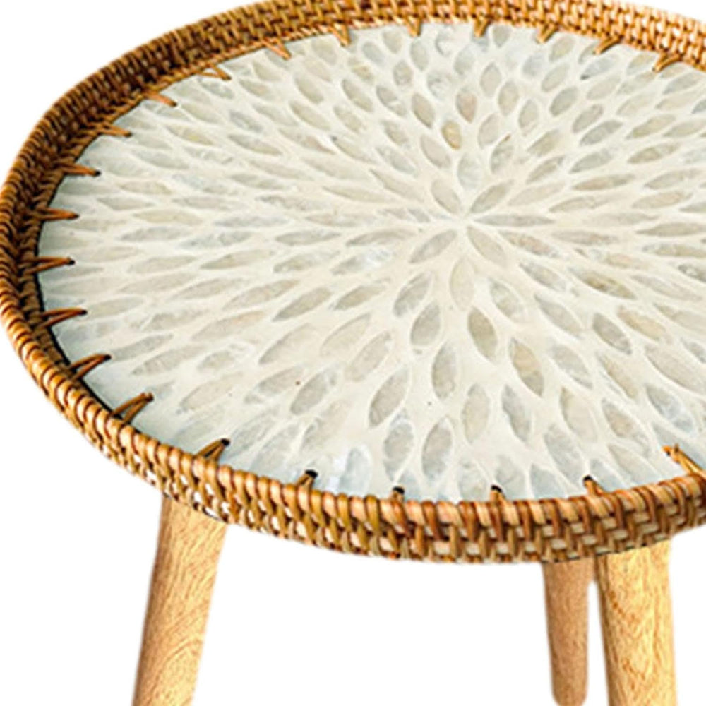 Shell Inlay Side Table, End Table, Home Decoration, Tea Table, Bedside Table ...