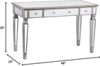 SEI Furniture Wedlyn Mirrored Writing Desk, Silver