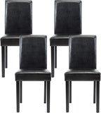 LSSPAID Dining Chairs Set of 4, PU Leather Padded Upholstered Modern Parson Chair, Dining Room Chairs with Solid Wood Legs for Kitchen Living Room, Black