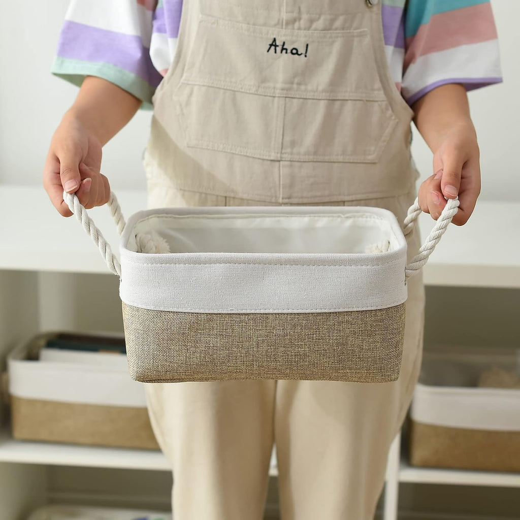 Small Storage Baskets for shelves,Fabric Storage Baskets for closet,rectangular Collapsible baskets for organizing clothes,books,gifts