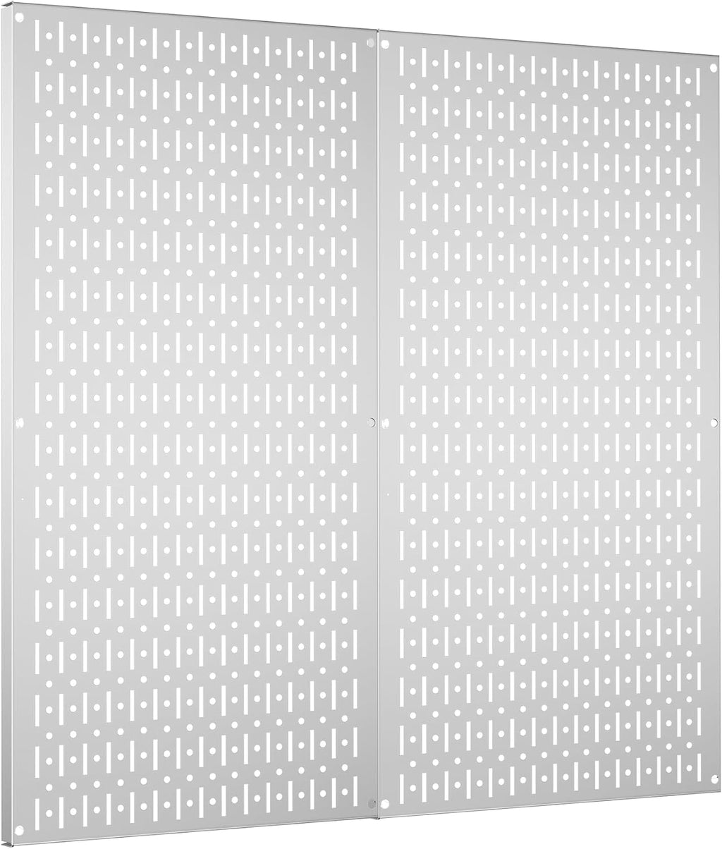 Pegboard Wall Organizer 2 PCS 32" x 16" Silvery Peg Board Metal Pegboard Panels for Garage Tool Storage