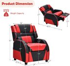 Kids Recliner, PU Leather Kid Lounge Chair w/Footrest, Armrest, Headrest & Lumbar Support, Adjustable Gaming Toddler Sofa Armchair for Boys Girls (Red)